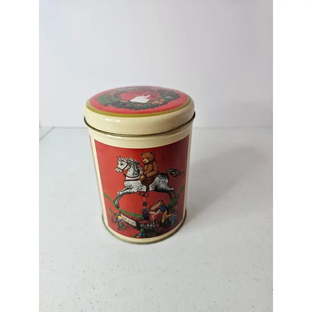Vintage Christmas Teddy Bear nesting tins set of 3 holiday cookie canisters